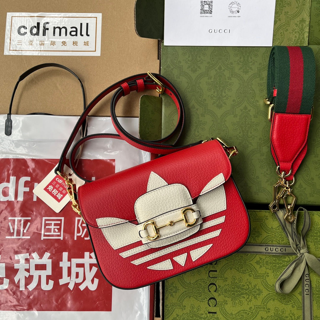 Сумка adidas x Gucci Horsebit 1955 mini bag red