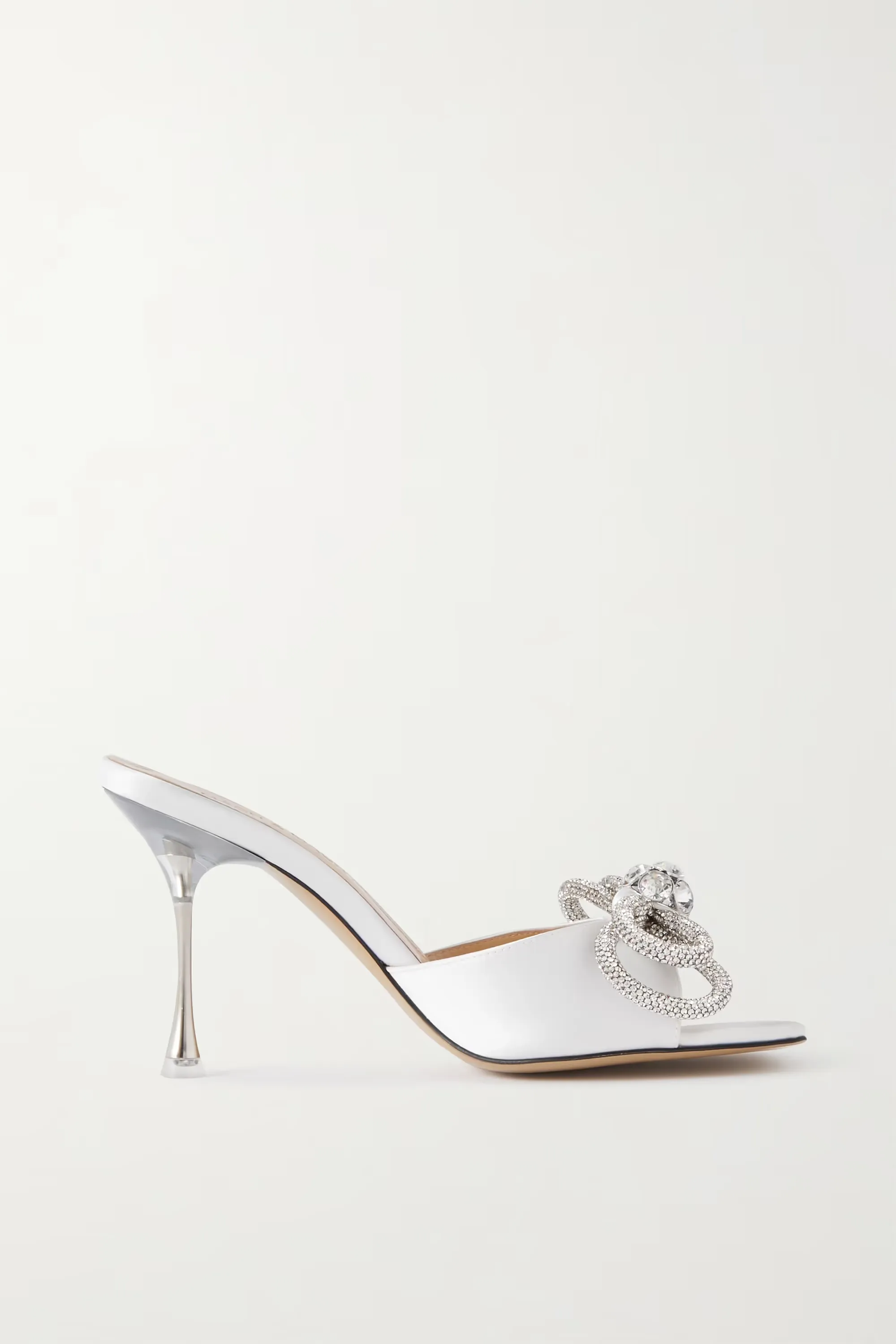 Мюли Mach & Mach Double Bow 85 белые с двойным бантом