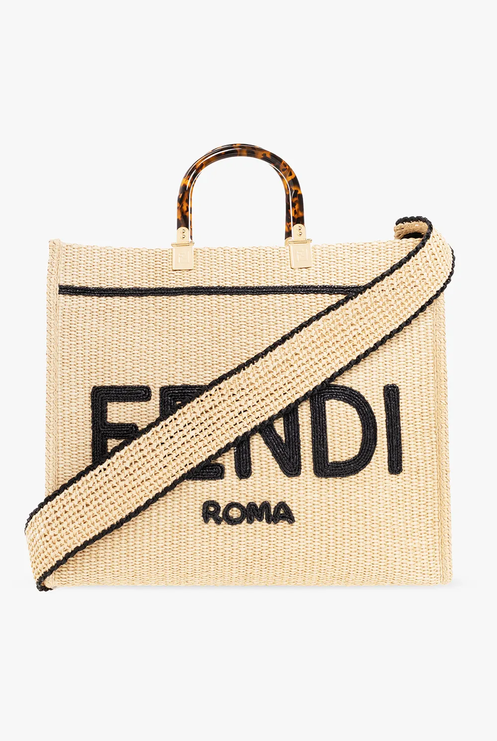 Сумка-шоппер среднего размера из рафии Fendi Sunshine Medium