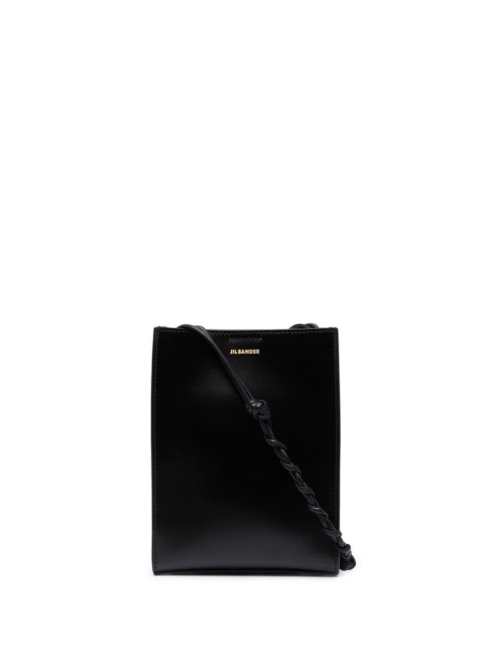 Мини-сумка Jil Sander кожаная черная с тисненным логотипом черная