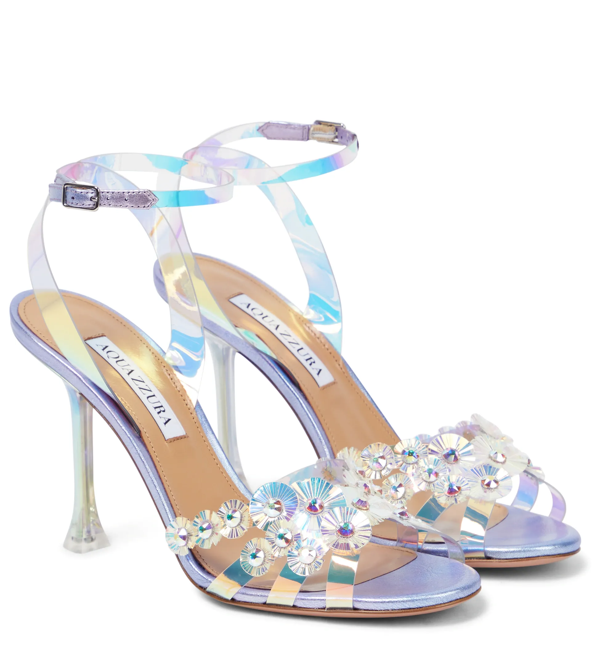 Туфли-босоножки Aquazzura Meteorite 95 PVC голографические