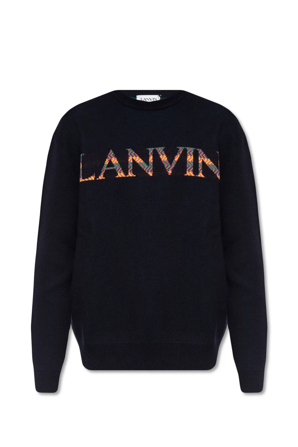 Свитер Lanvin темно-синего цвета с логотипом интарсия