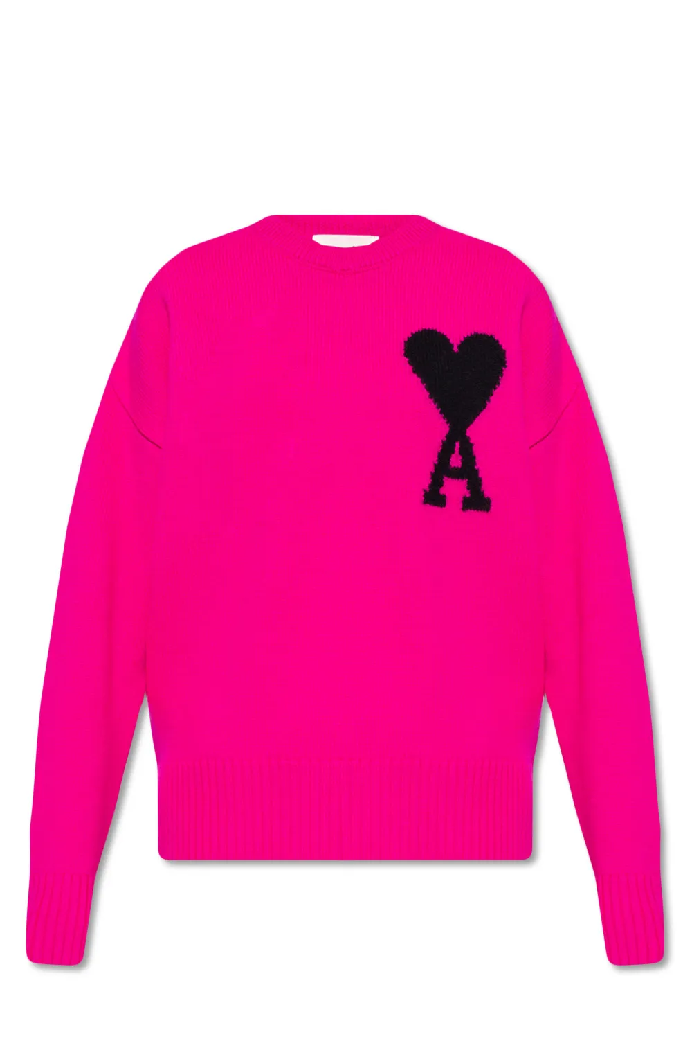 Свитер AMI Paris с монограммой Ami de Coeur ярко-розовый