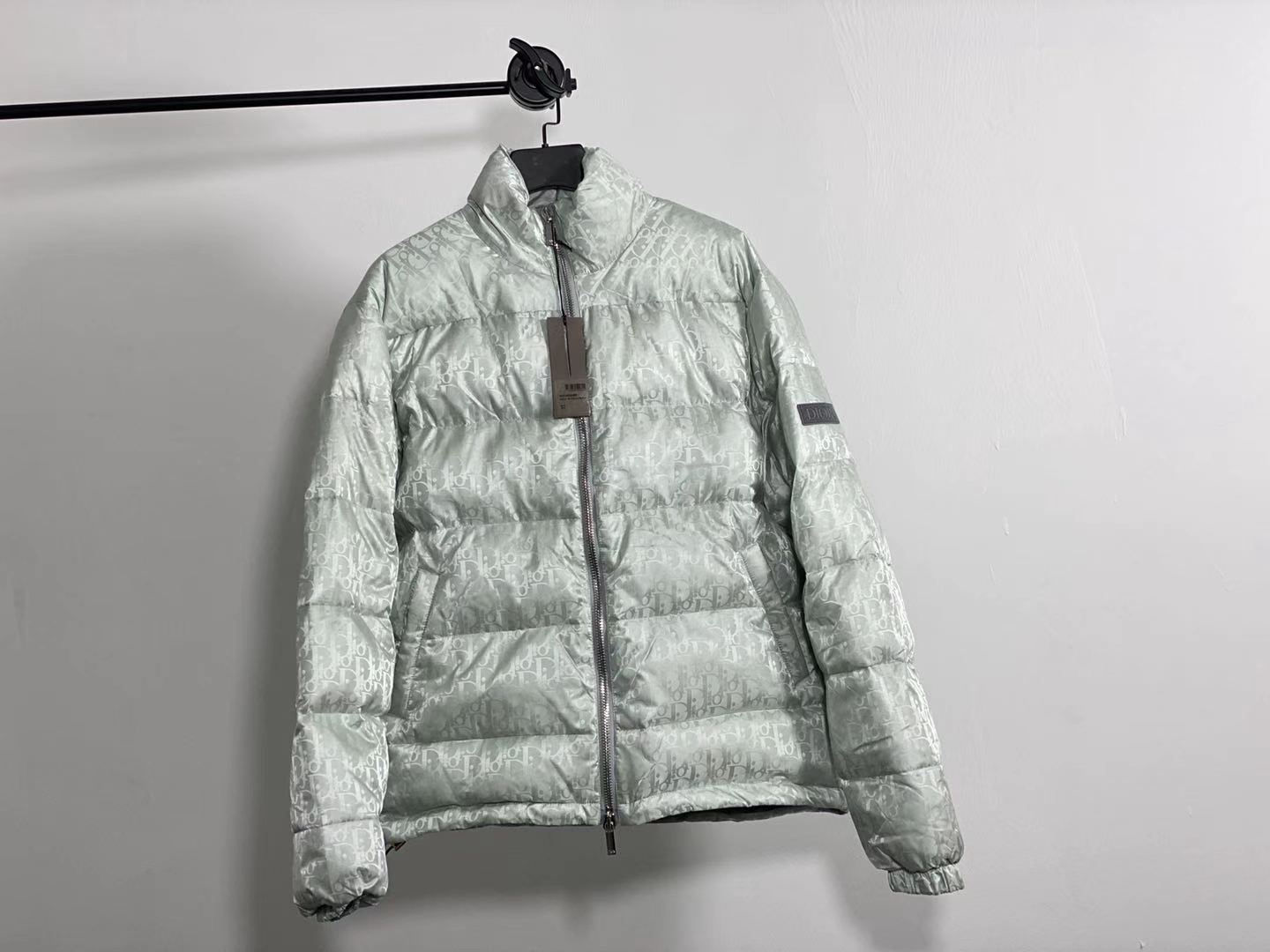 Серебристая куртка-пуховик Dior Oblique