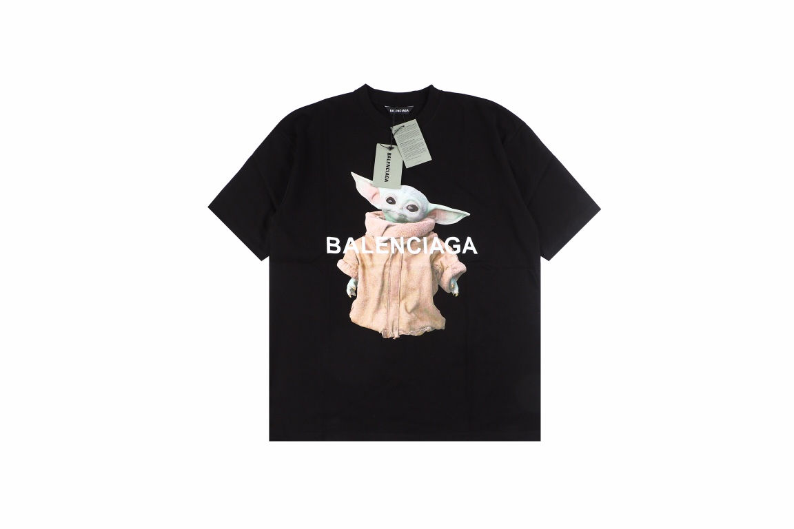 Футболка Balenciaga с принтом BabyYoda черная