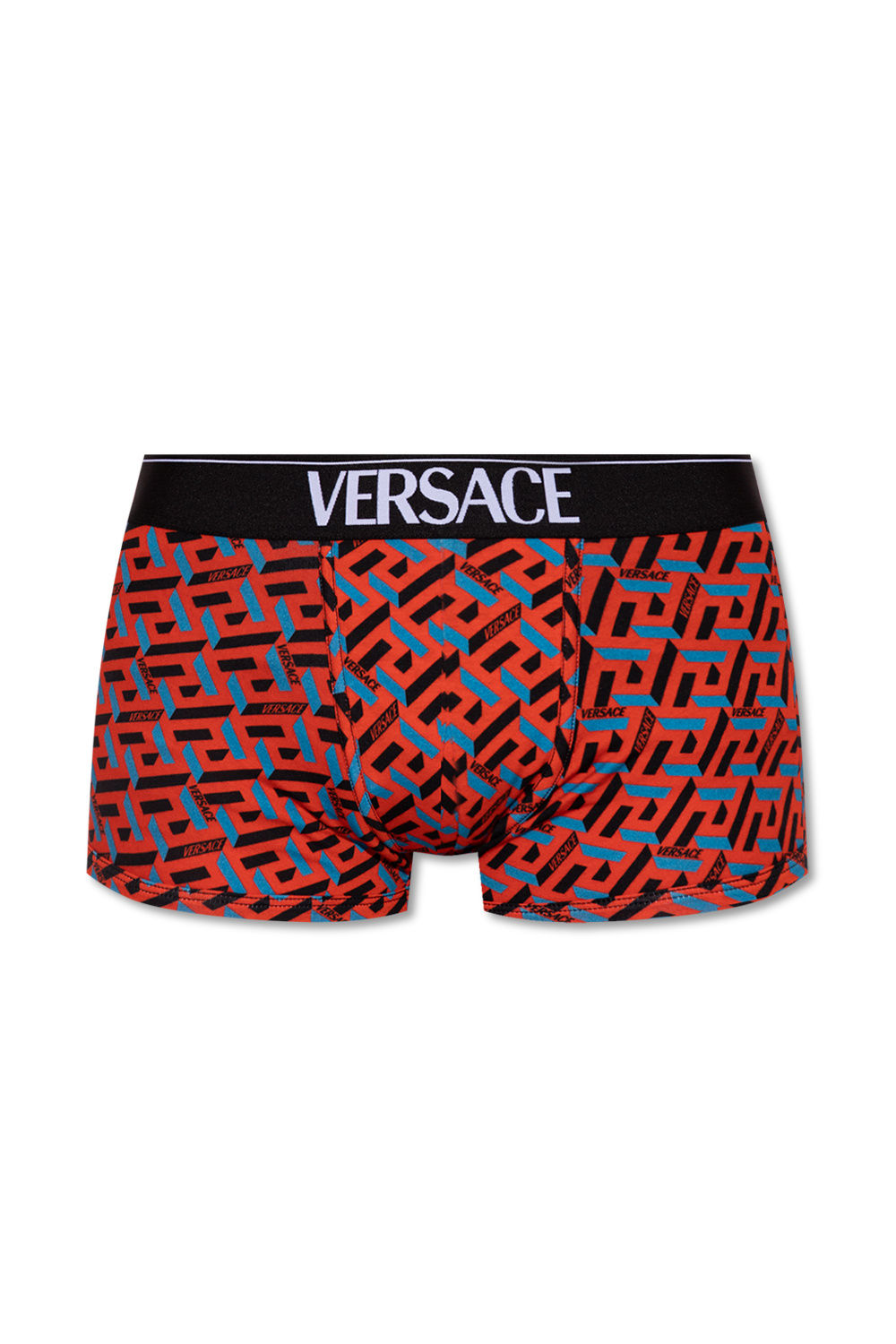 Мужские трусы-боксеры Versace с логотипом красный/черный