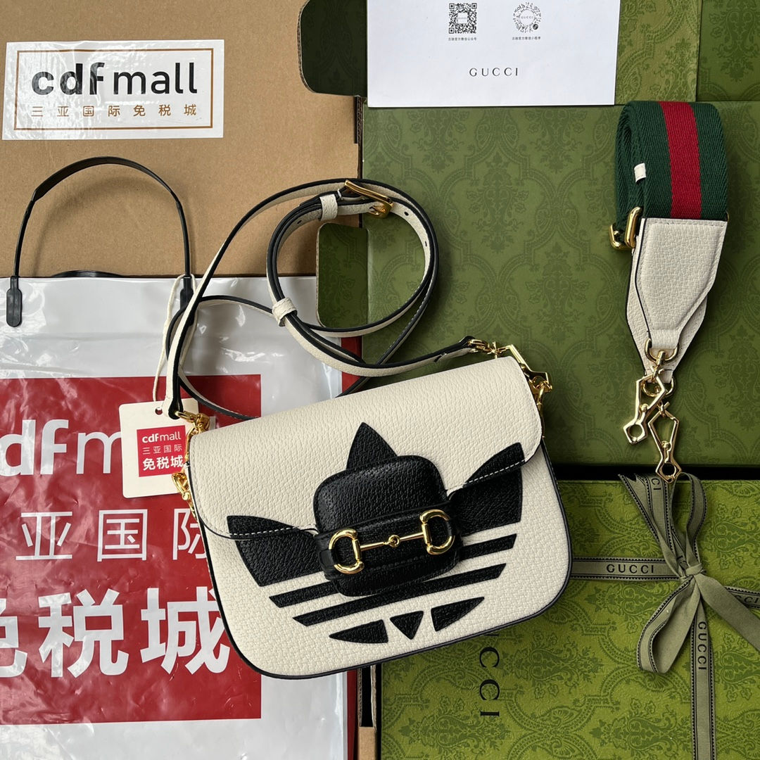 Сумка adidas x Gucci Horsebit 1955 mini bag white