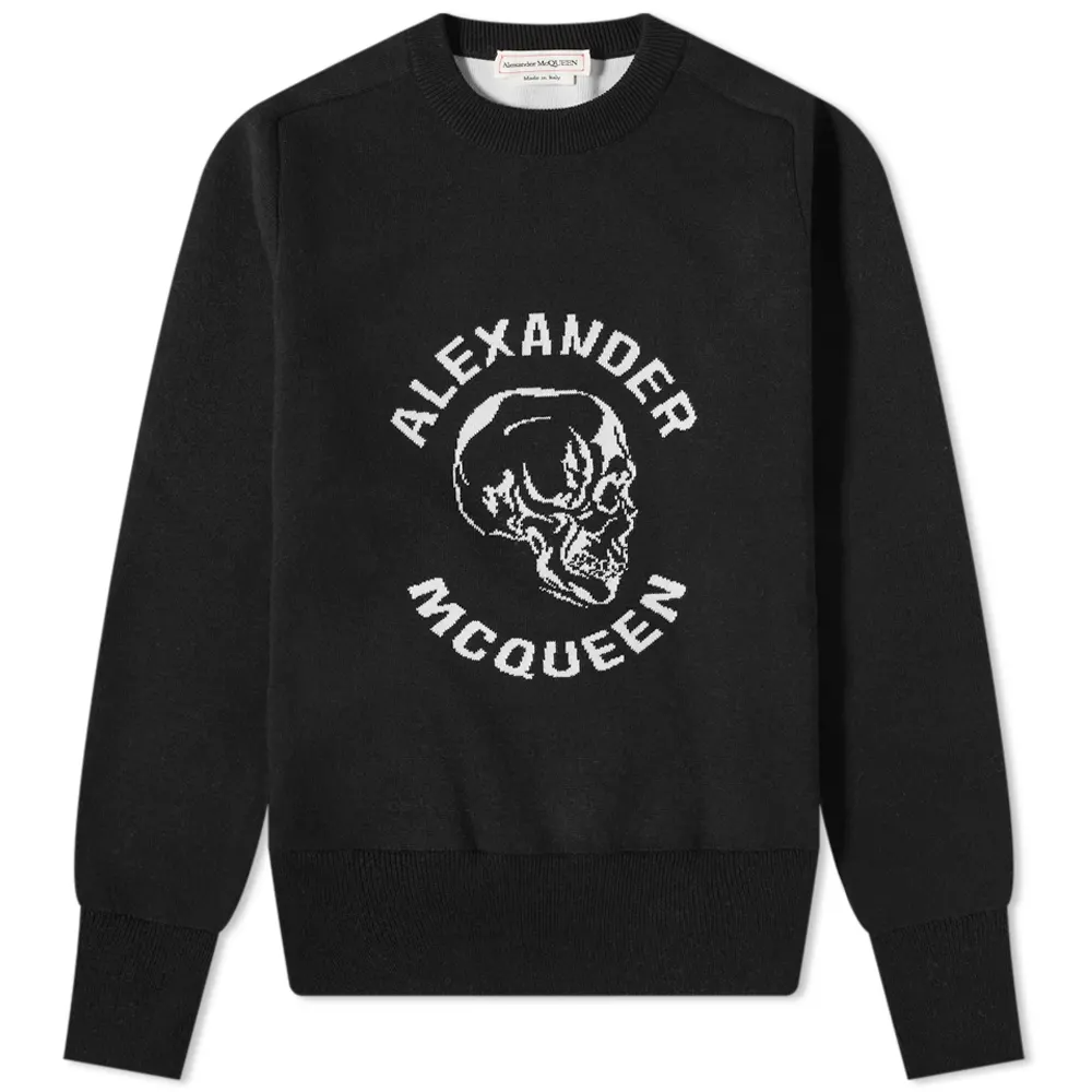 Вязаный джемпер с черепом Alexander McQueen черный