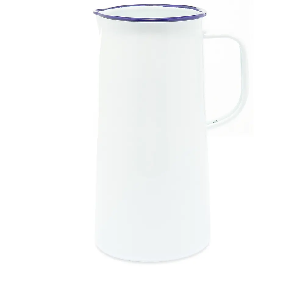 Эмалированный кувшин белый с синей окантовкой