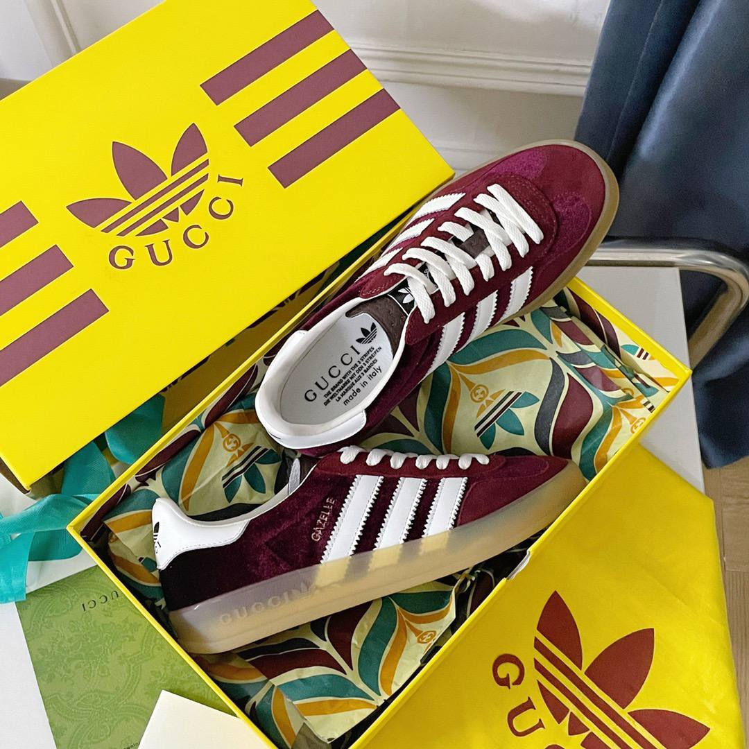 Кроссовки Adidas Gazelle x Gucci GG Burgundy
