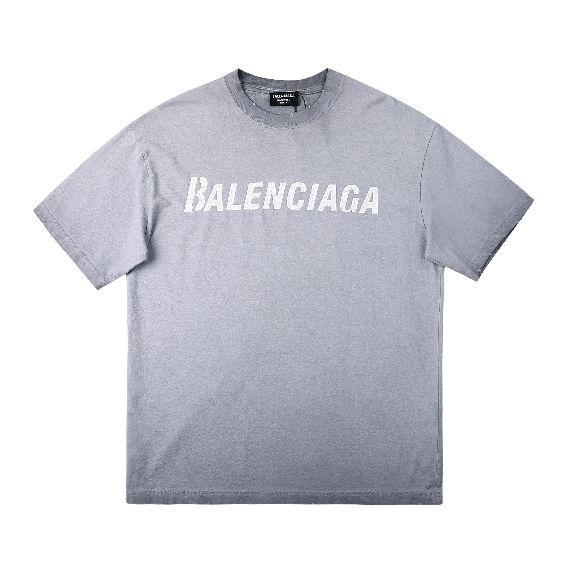 Выбеленная футболка Balenciaga с логотипом в винтажном стиле