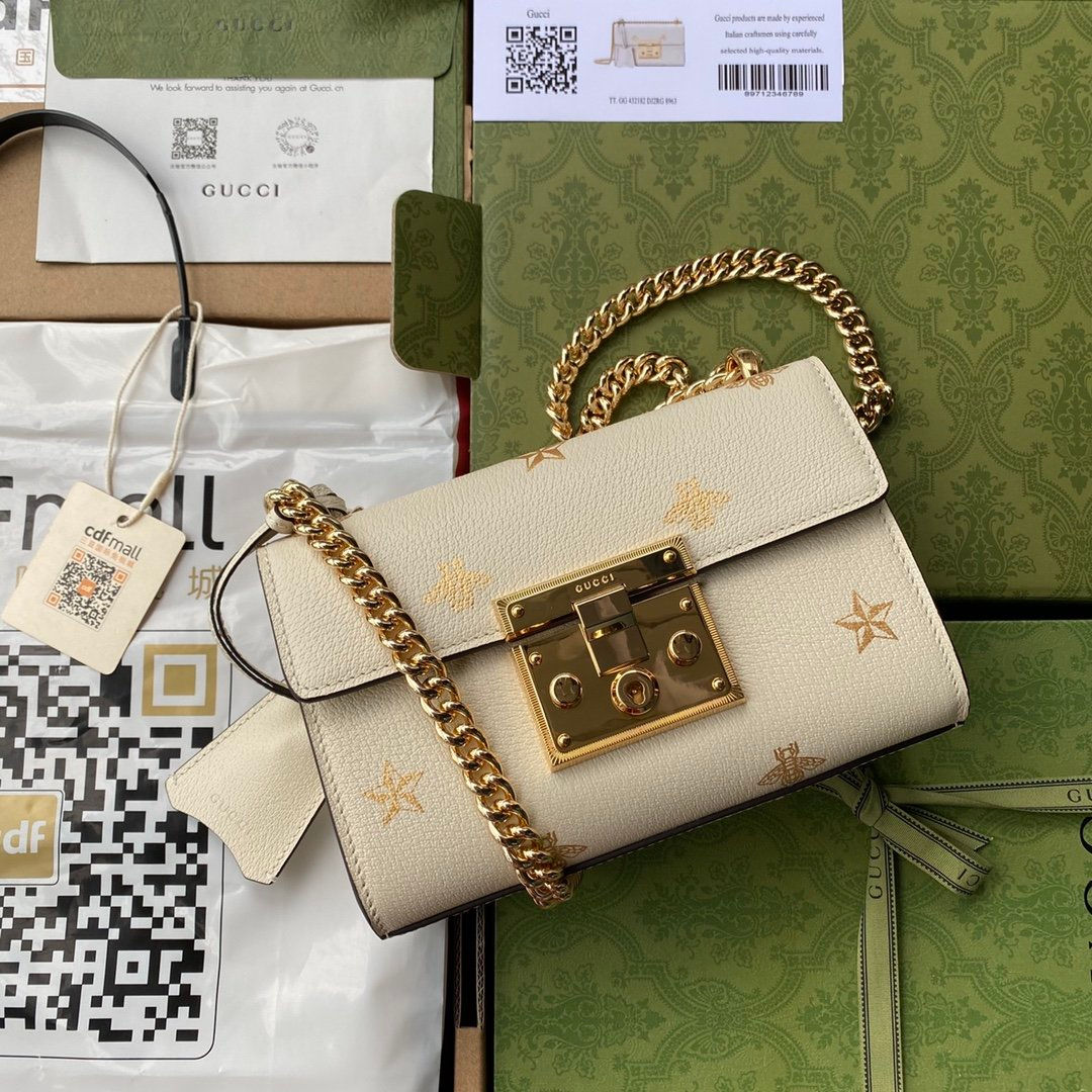 Сумка Gucci Padlock Beige Bee Pinted