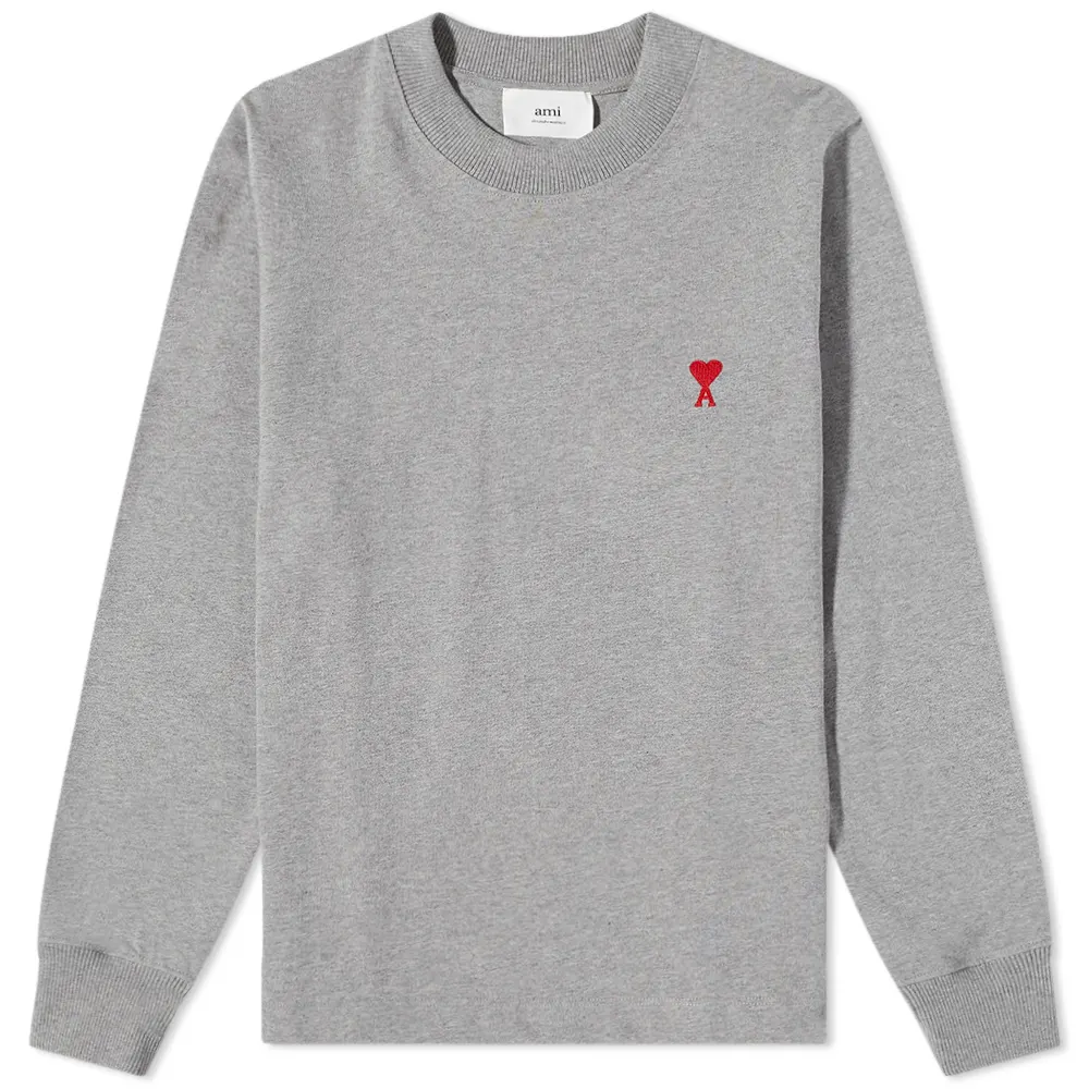 Толстовка AMI Paris Ami de Coeur светло-серого цвета