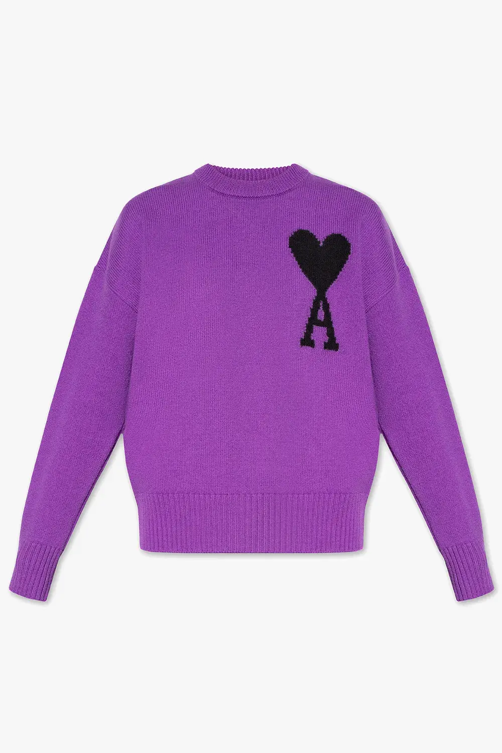 Свитер AMI Paris с монограммой Ami de Coeur фиолетовый