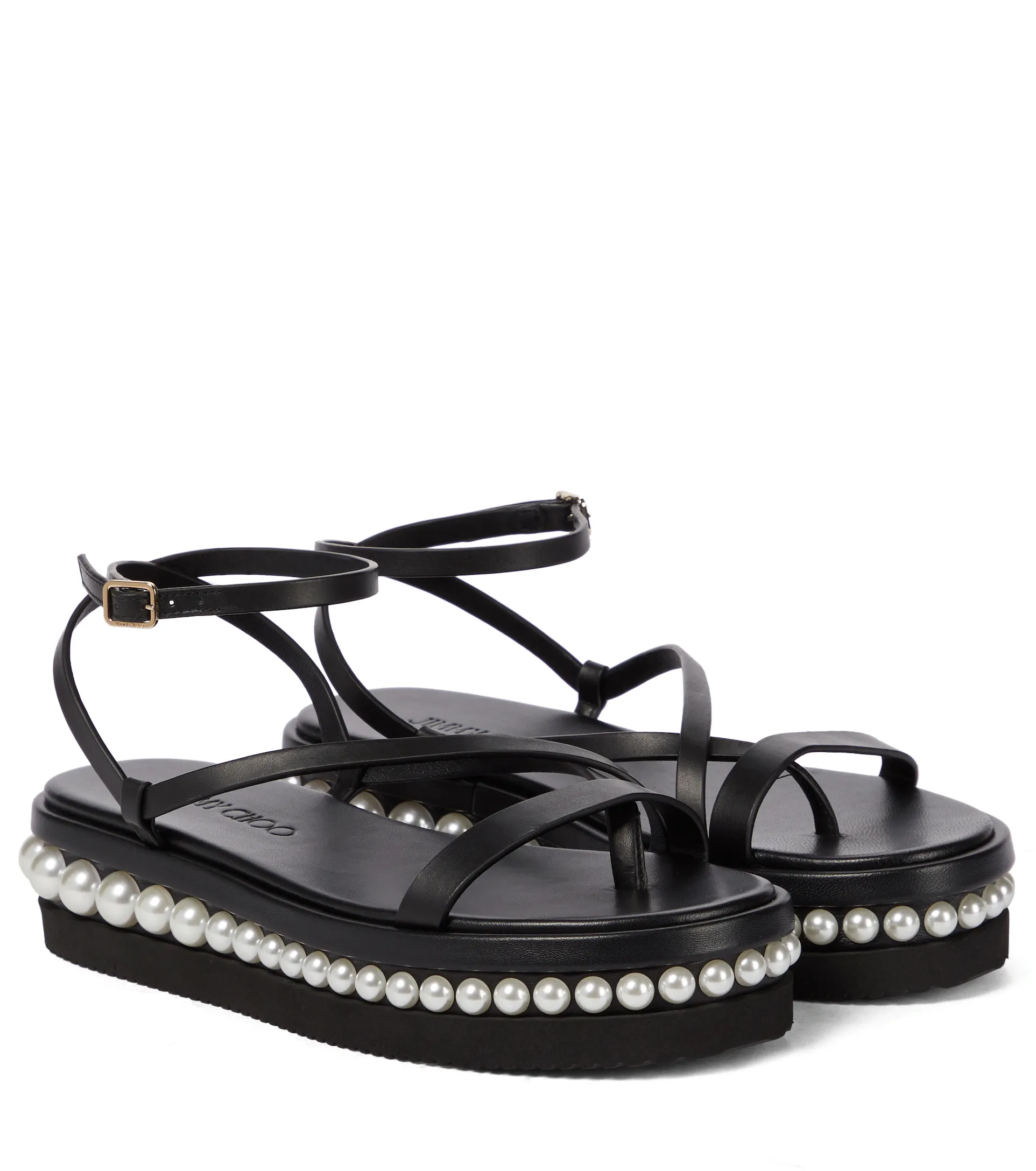 Сандалии на платформе с жемчужинами Jimmy Choo Pine Black