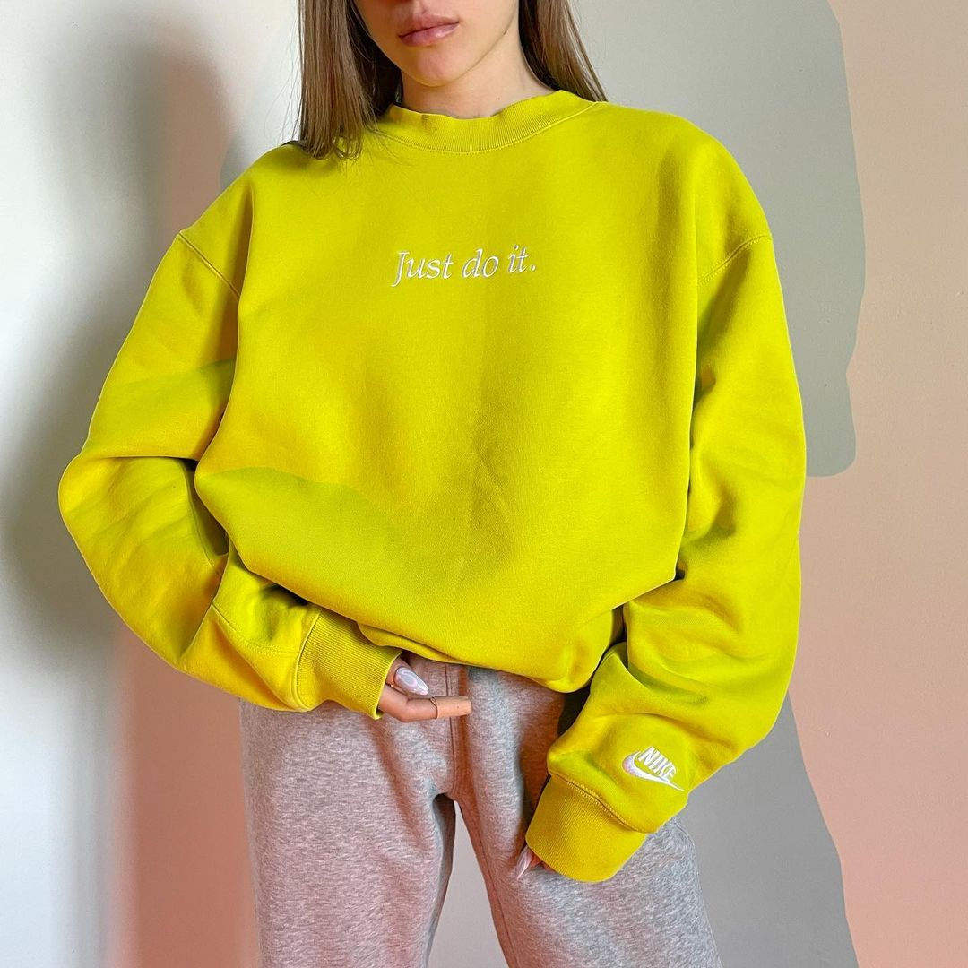 Неоновая толстовка Nike just do it с вышивкой