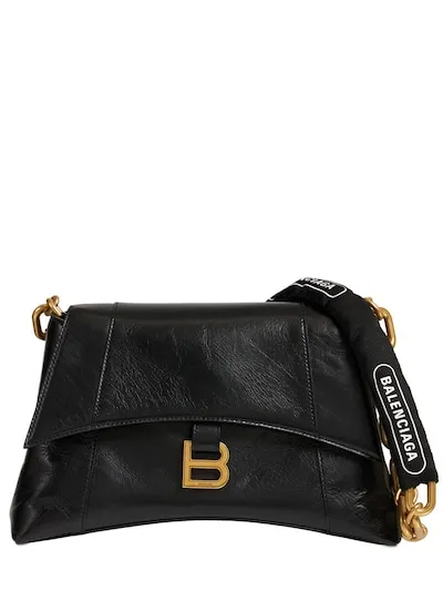Чёрная кожаная сумка Balenciaga Downtown