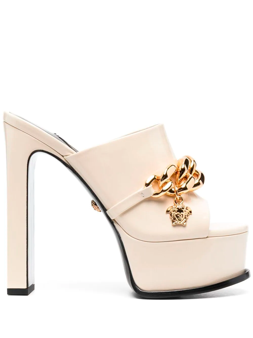 Туфли мюли Versace Medusa Chain на платформе с цепочкой cream