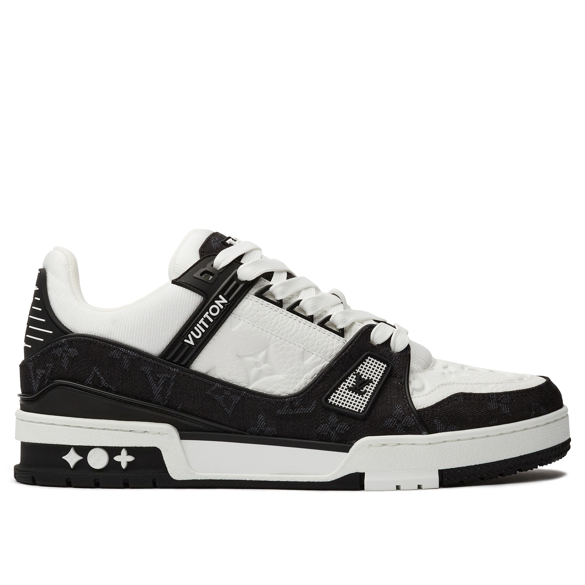 Кожаные кроссовки Louis Vuitton LV Trainer Monogram Black Denim