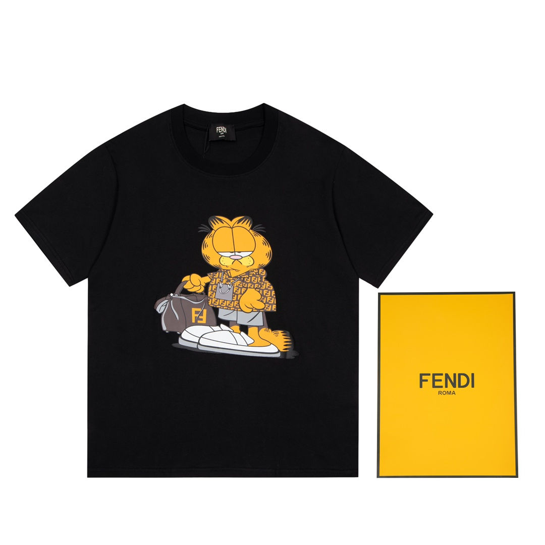 Футболка Fendi Roma Garfield черная