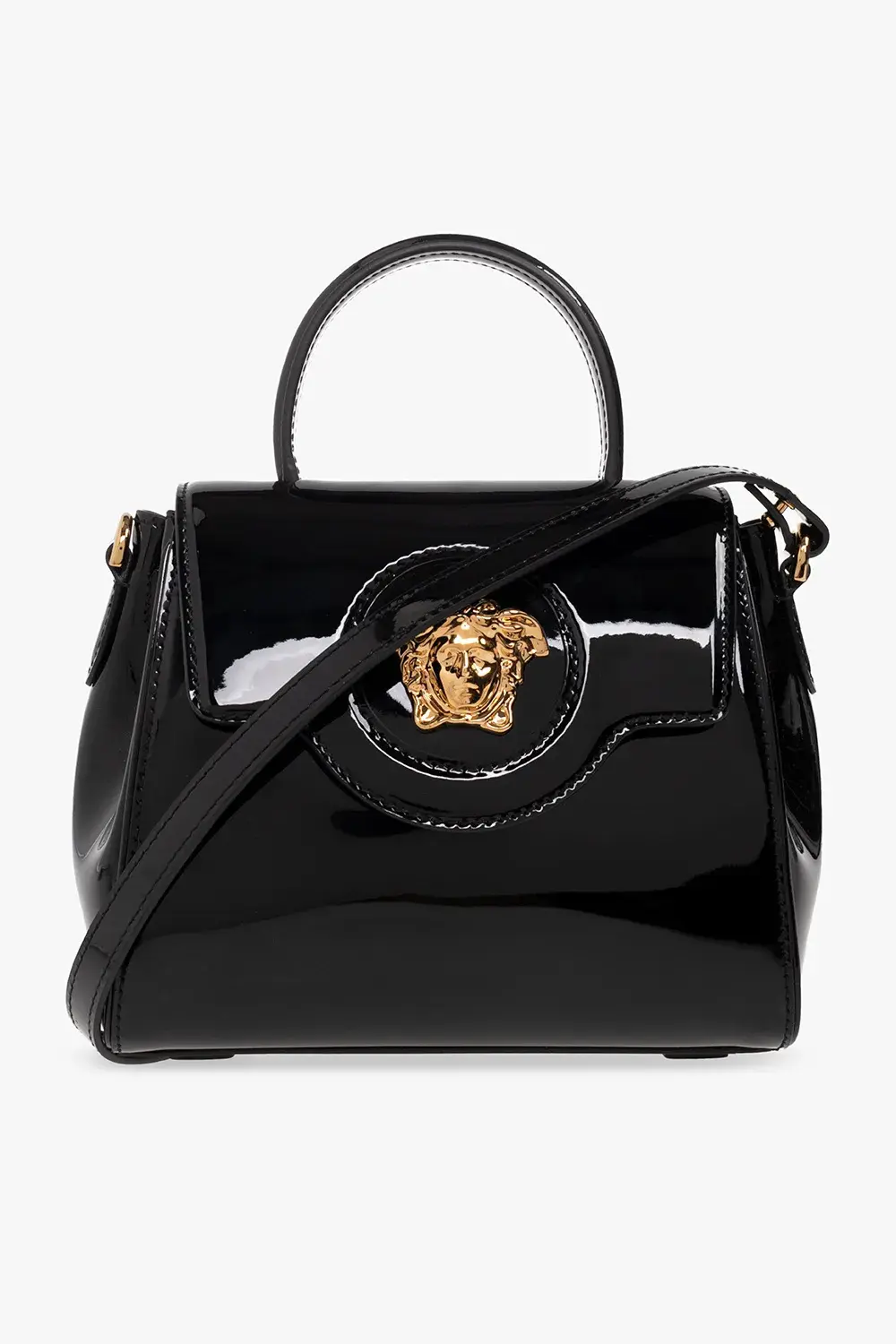 Чёрная лакированная сумка Versace La Medusa Small