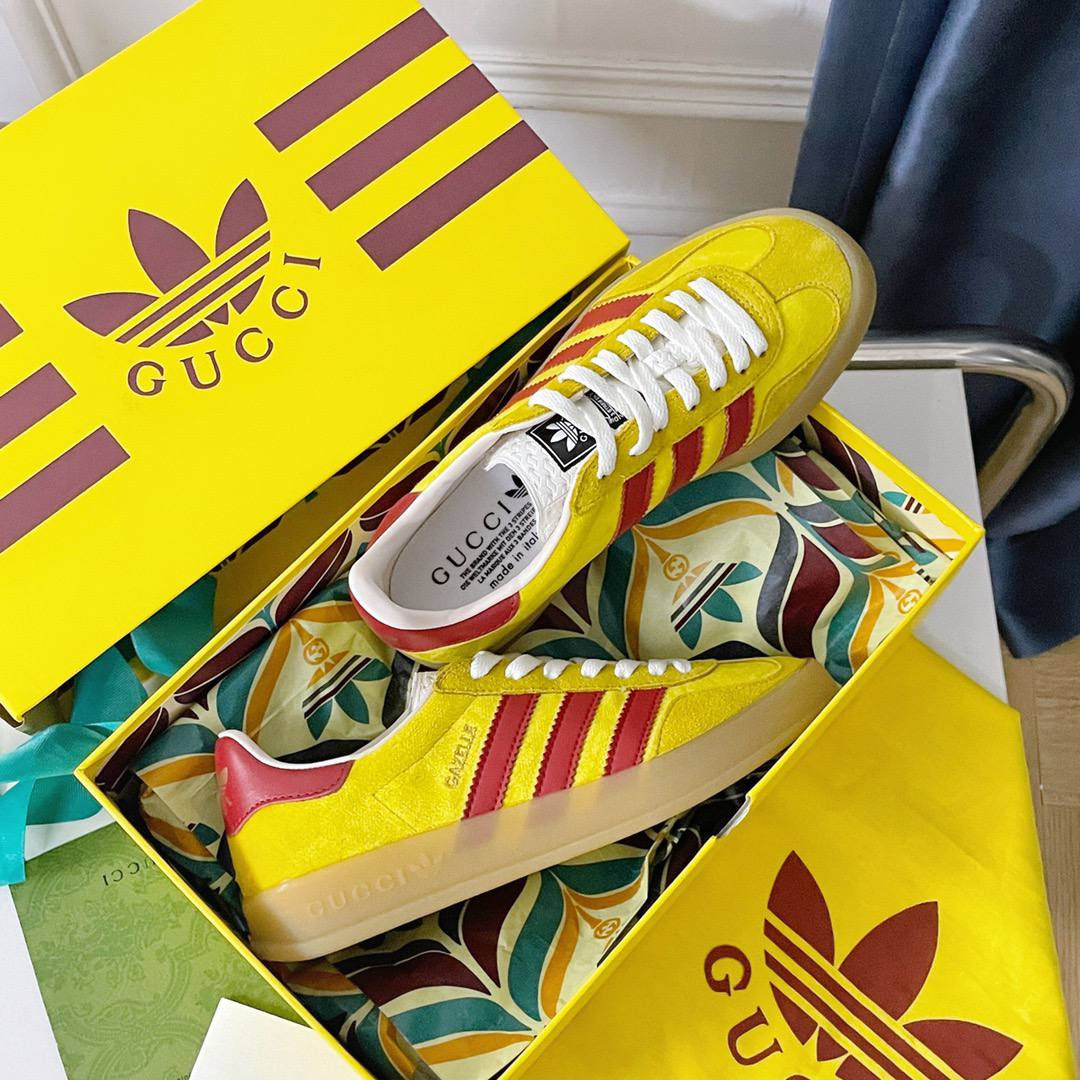 Кроссовки Adidas Gazelle x Gucci GG Yellow Red