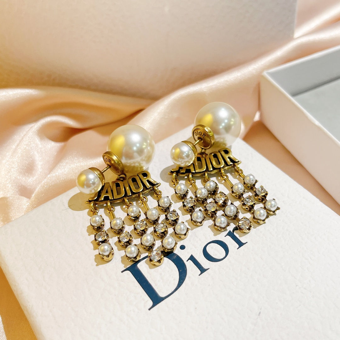 Серьги Dior J'Adior бронзового цвета с жемчугом
