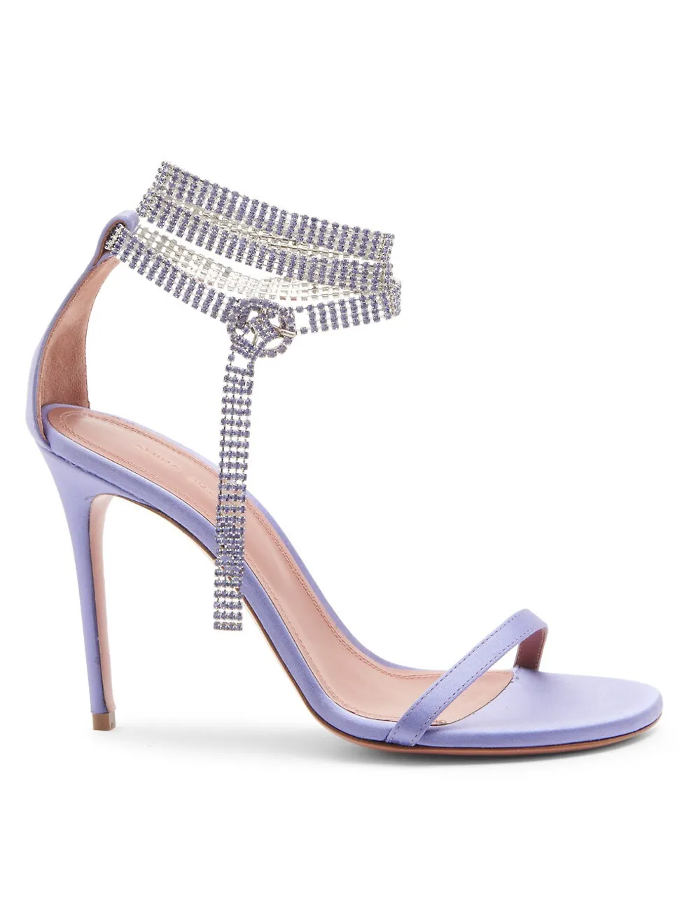 Атласные туфли-босоножки Amina Muaddi Giorgia сиреневые