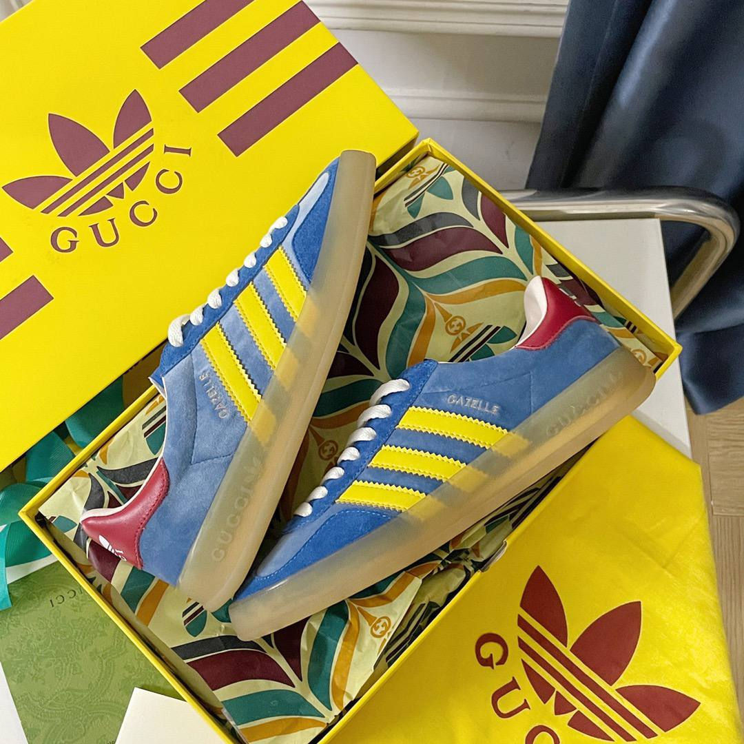 Кроссовки Adidas Gazelle x Gucci GG Blue Yellow