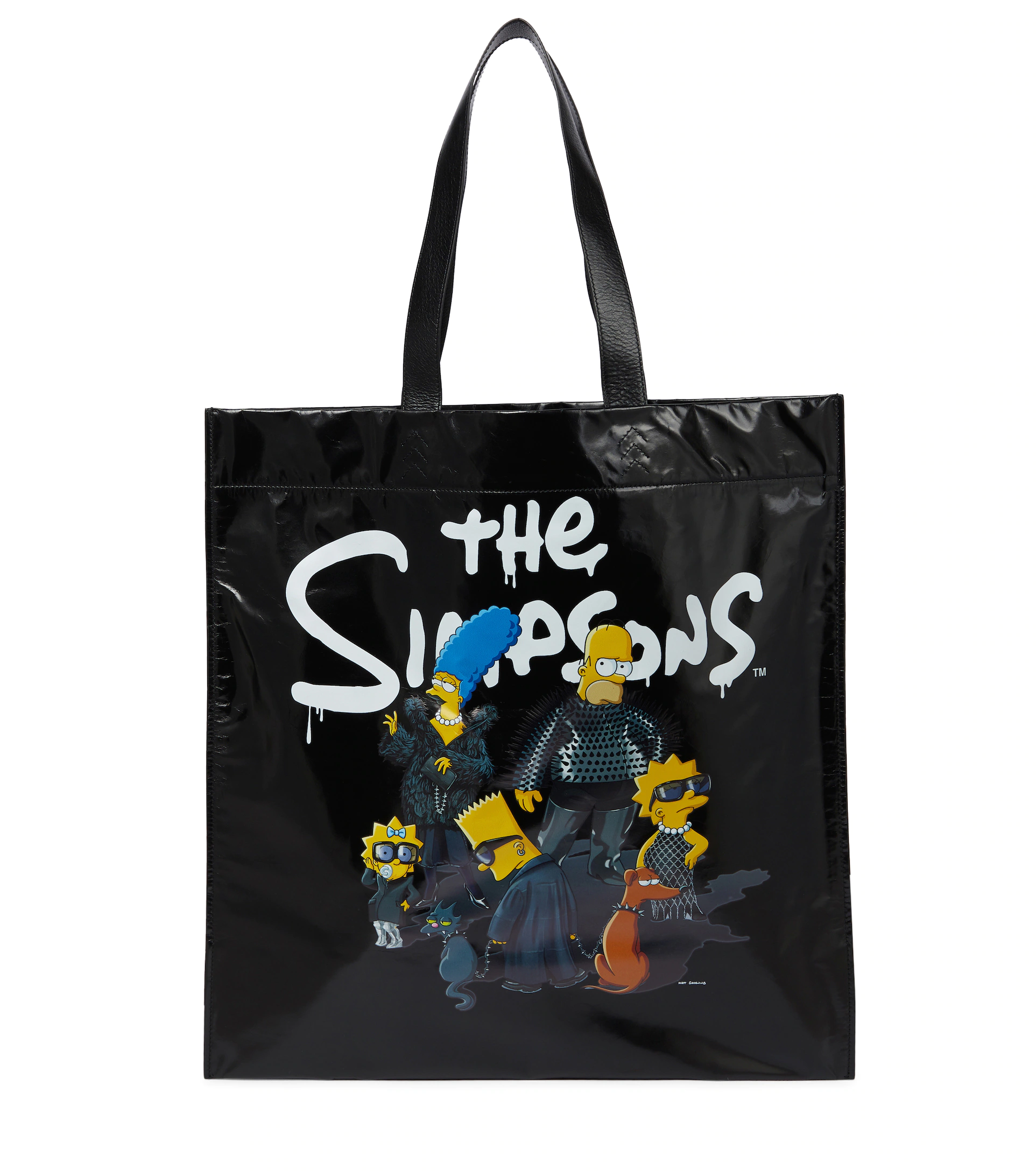 Кожаная сумка-шоппер Balenciaga с The Simpsons черная