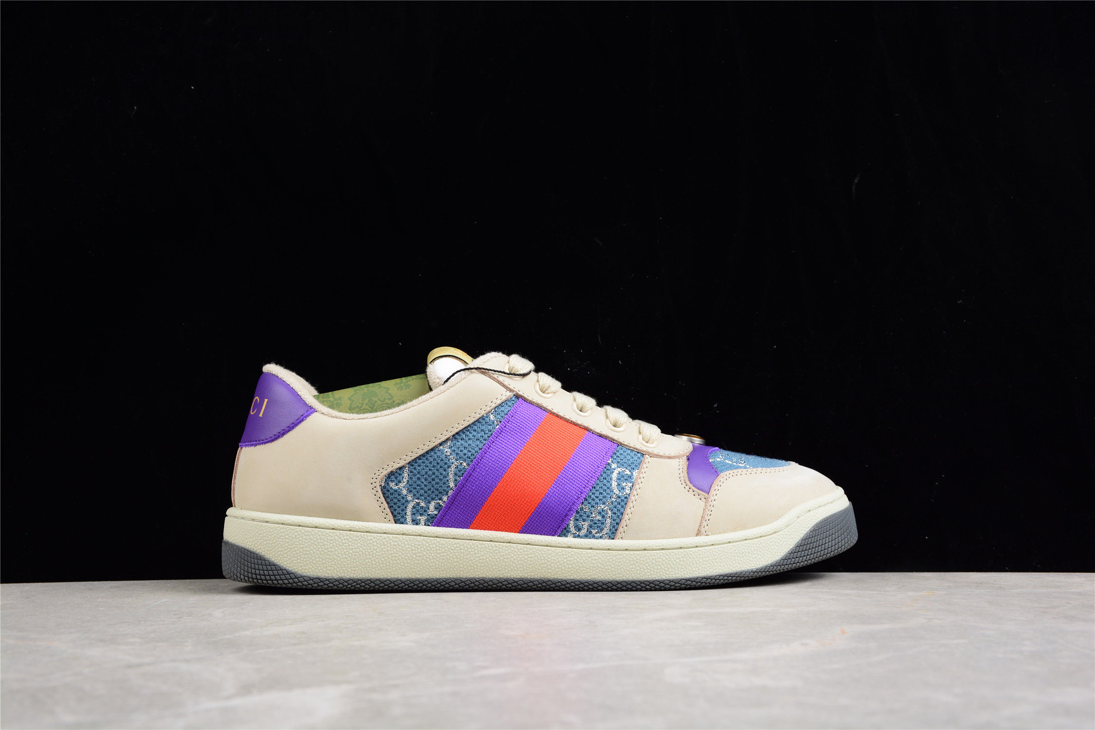 Кроссовки Gucci Screener GG Beige/Violet/Blue