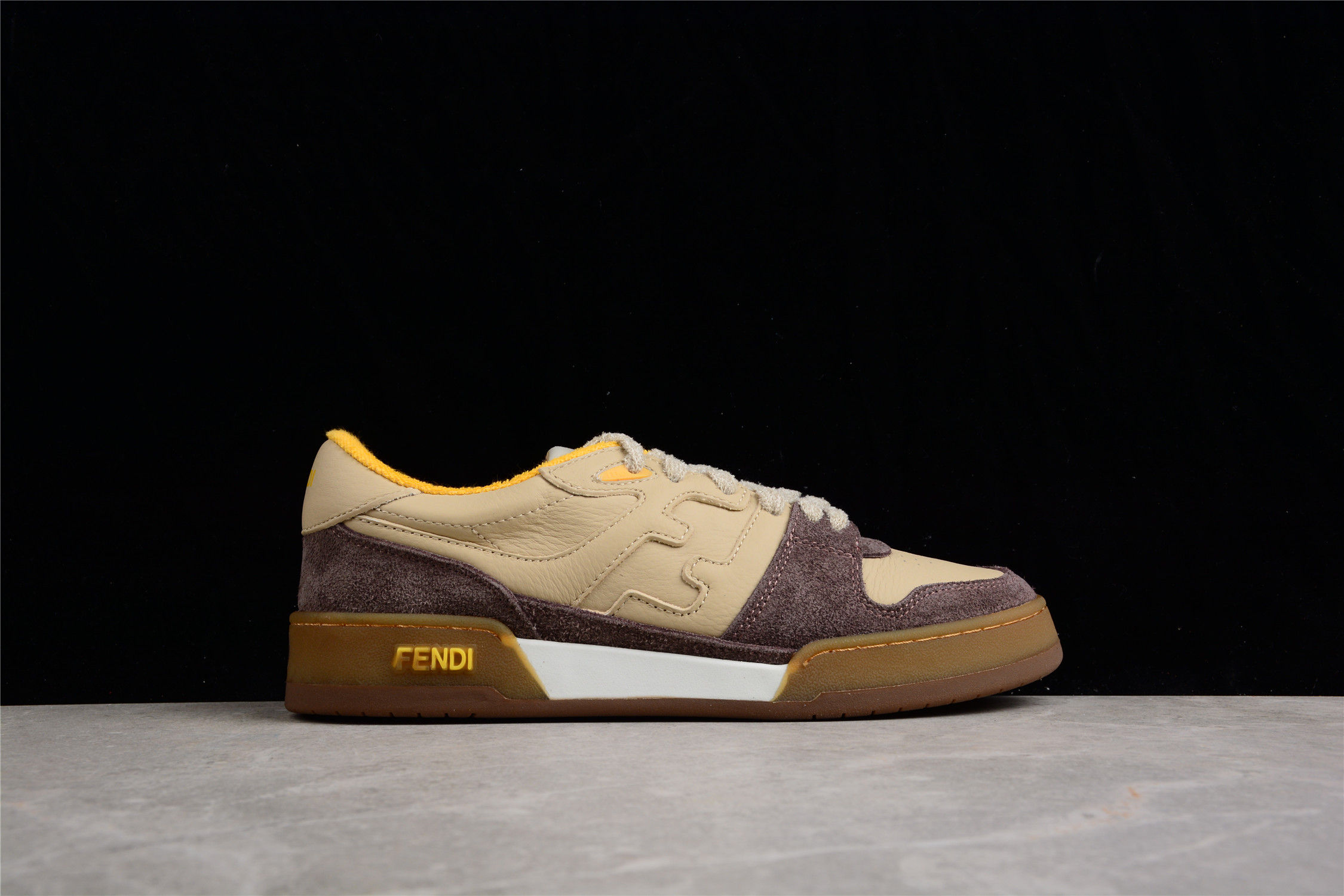 Кроссовки замшевые Fendi Match FF Brown/Beige