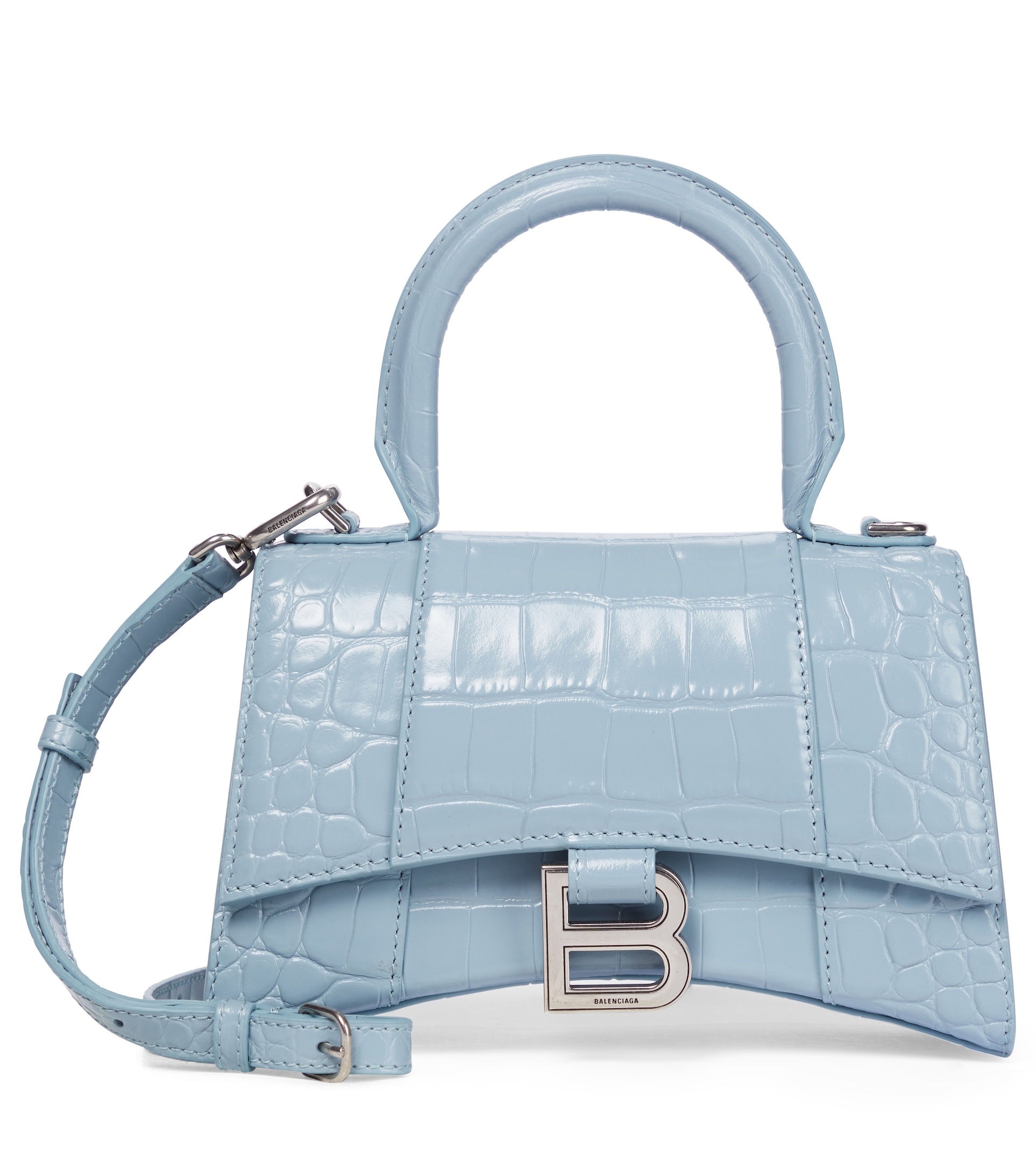Сумка Balenciaga Hourglass XS Crocodile Nude Blue