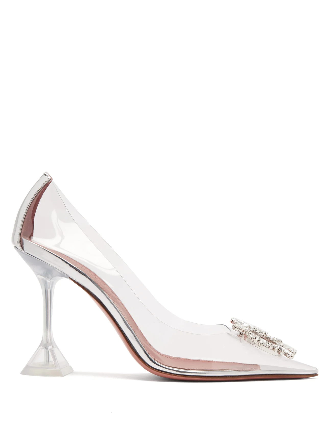 Прозрачные туфли Amina Muaddi Begum с брошью