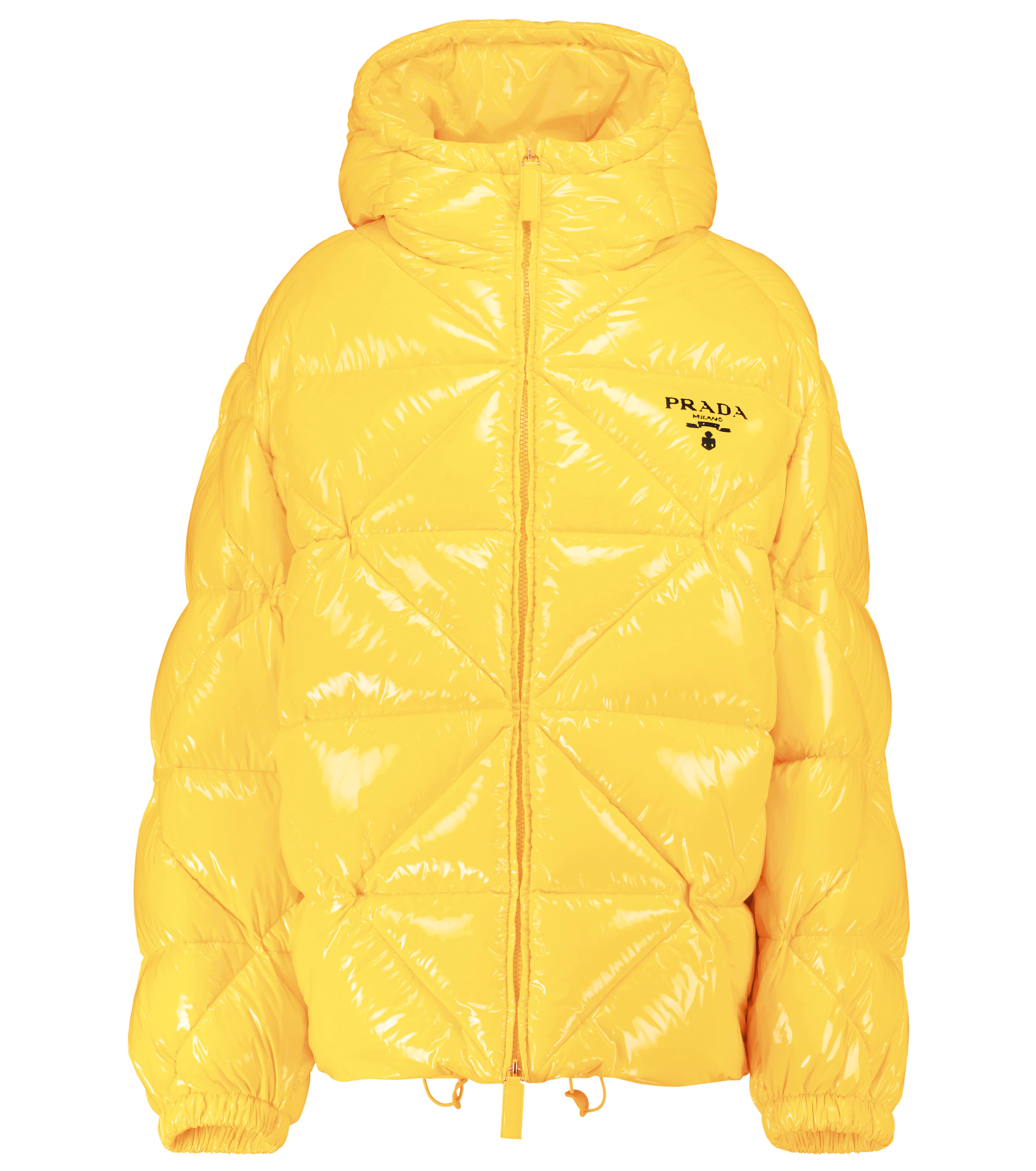 Пуховик Prada Re-Nylon из габардина желтого цвета