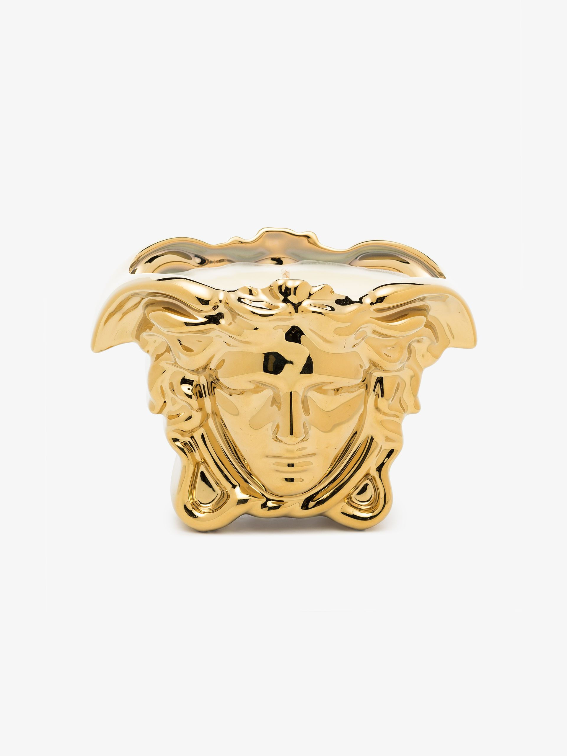 Декоративная свеча Versace в виде головы Медузы золотая