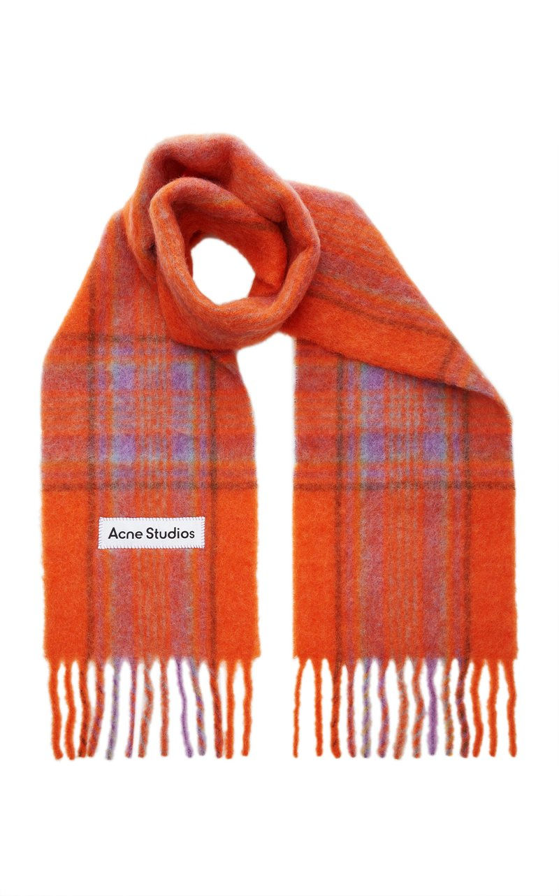 Вязаный шарф из альпаки Acne Studios оверсайз Vally в клетку