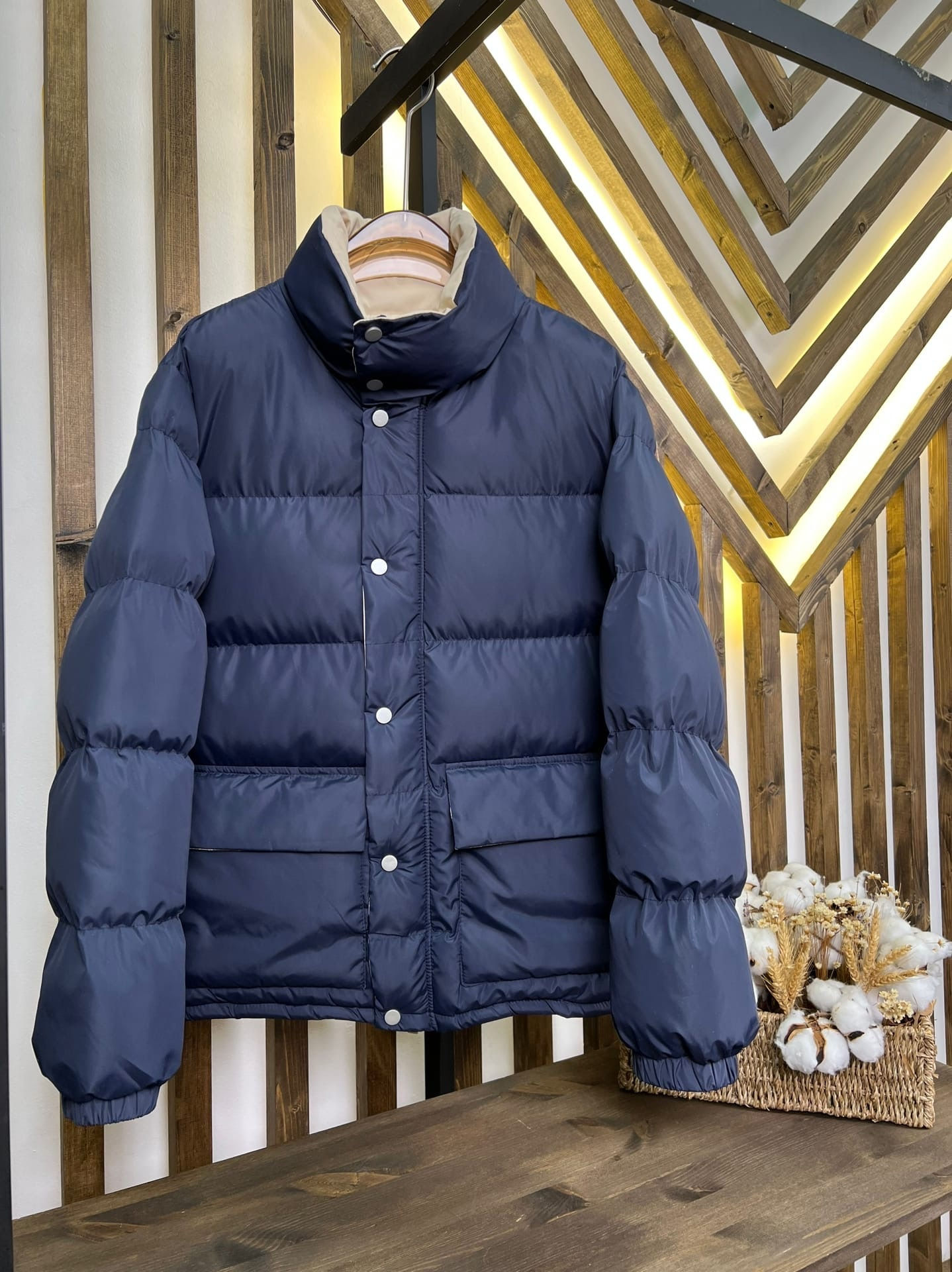 Дутая куртка-пуховик Jil Sander темно-синего цвета