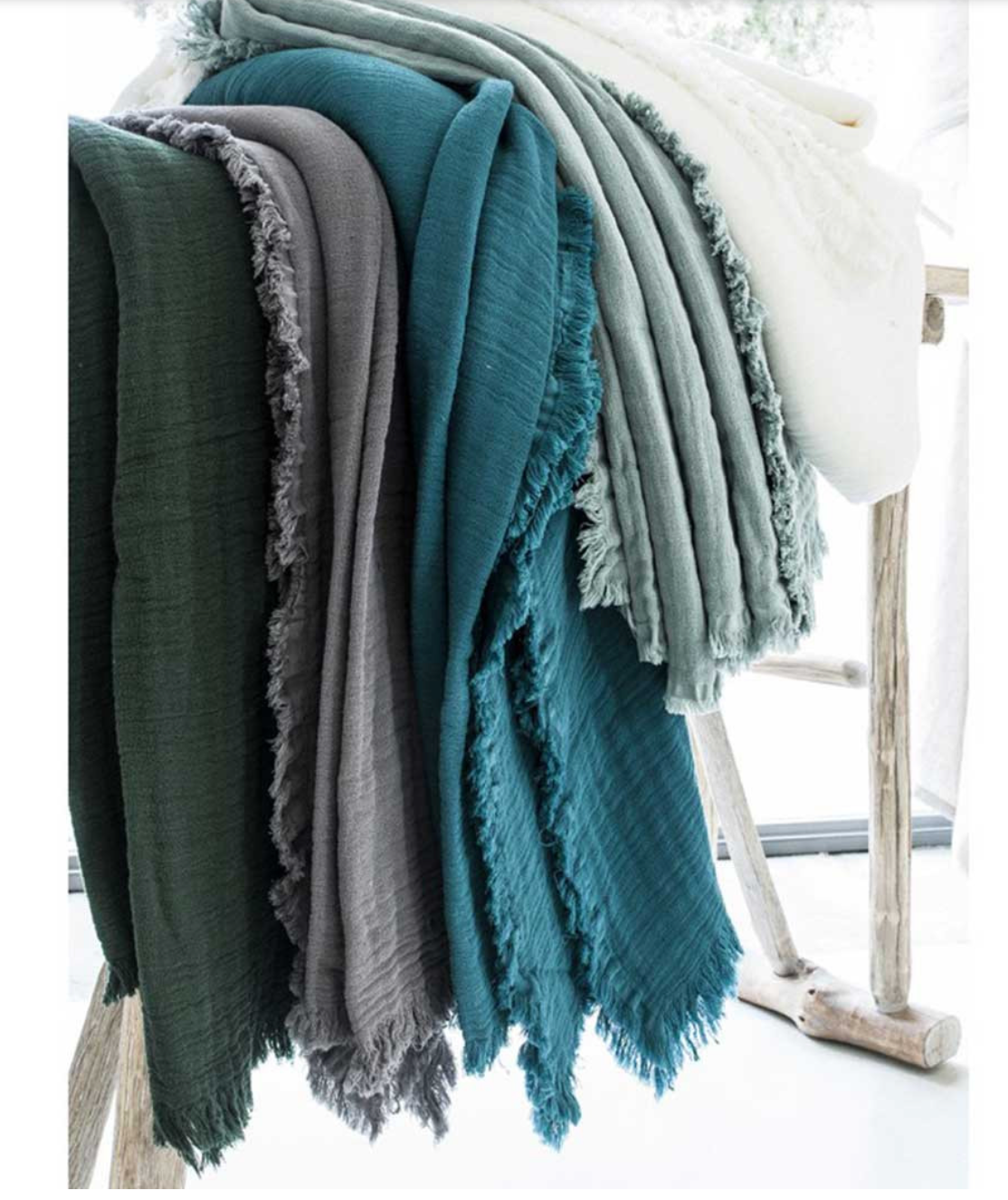 Plaid mit Fransen,  diverse Farben