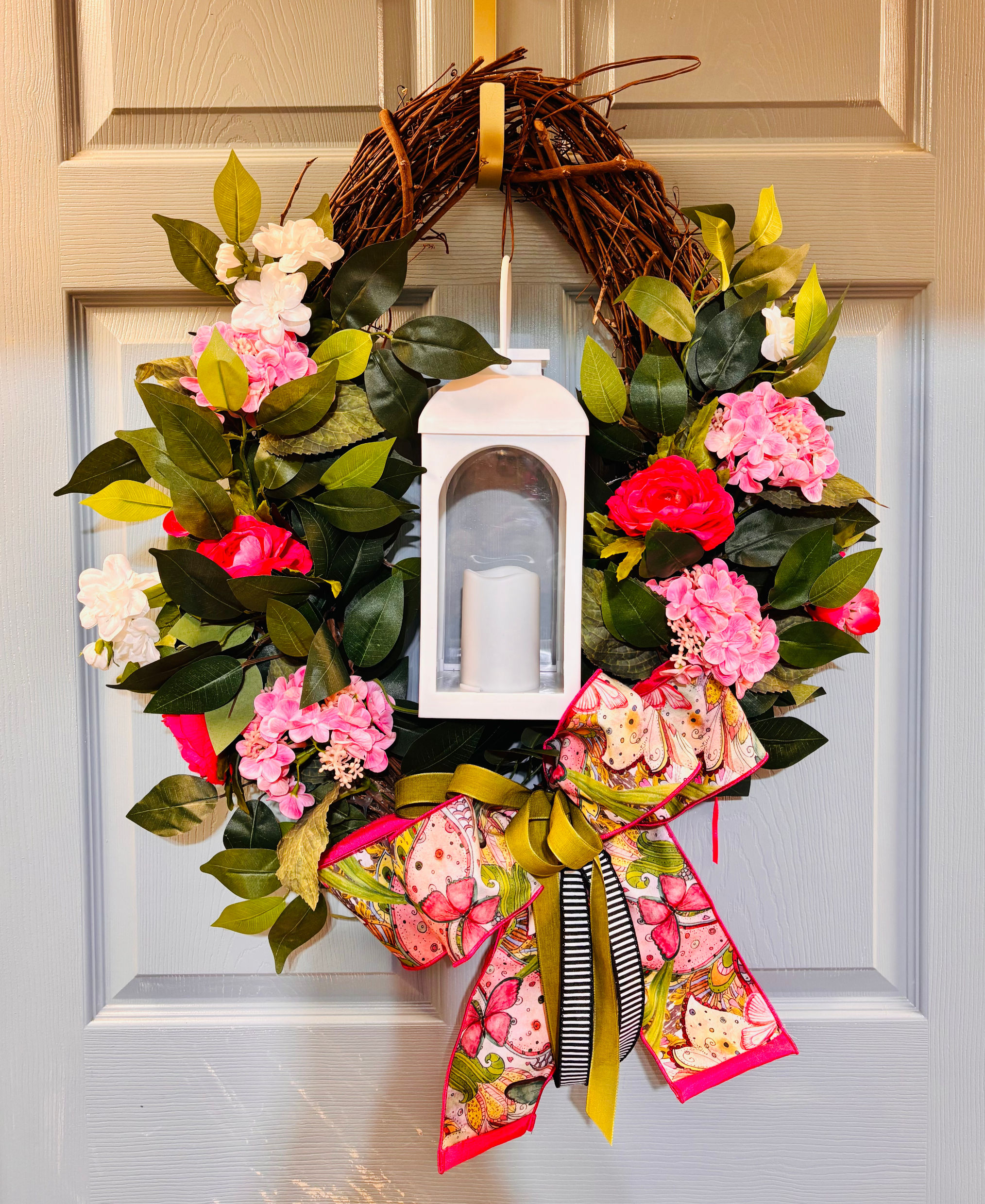 Butterfly Garden Lantern Wreath