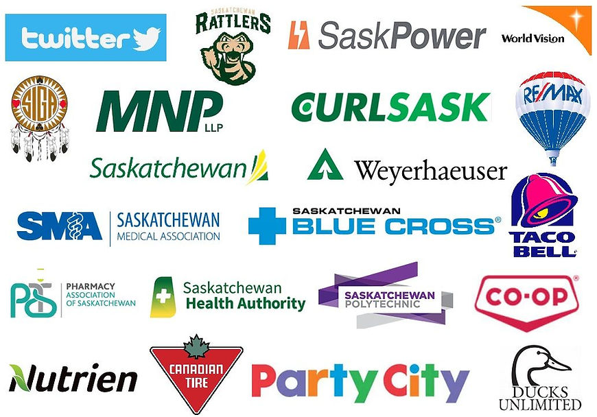 Some of the amazing clients Saskatoon comedian Joel Jeffrey has been fortunate to work with include Twitter or X, TSN's Jay and Dan, Saskatchewan Rattlers, Saskpower, World Vision, SIGA, MNP LLP, CurlSask, Remax, Saskatchewan Medical Association, Blue Cross, Pharmacy Association of Saskatchewan, Taco Bell, Sask Polytechnic, Co-op, Canadian Tire, Party City, Ducks Unlimited, Conexus Credit Union, Nutrien, Saskatchewan Health Authority.