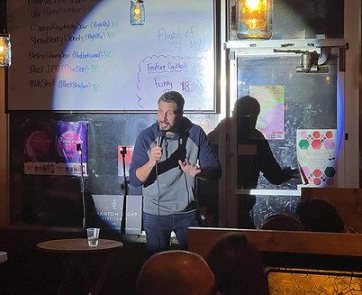 Saskatoon comedian Joel Jeffrey performs at a private party.