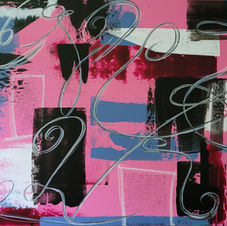 think pink, abstrakt art, acrylic on canvas
