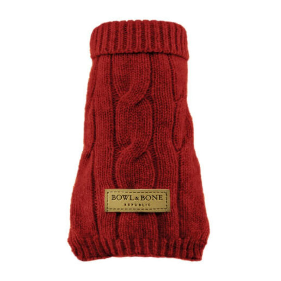 Bowl and Bone red knitted dog pullover