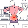 icon showing desk worker with lower back