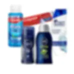 Men’s travel toiletries kit carry on 100ml cabin approved with Nivea Men, Colgate, Head & Shoulders in clear bag