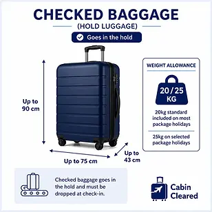 Checked baggage suitcase with 20kg or 25kg allowance and size limits TUI hold luggage CabinCleared guide