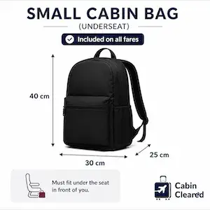 Eurowings small cabin bag size 40 x 30 x 25 cm underseat luggage allowance included on all fares CabinCleared guide