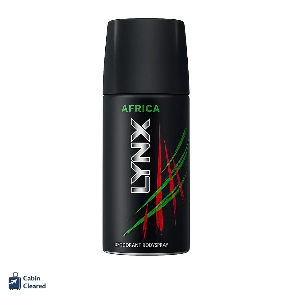 Lynx Africa Body Spray 35ml travel-size deodorant suitable for hand luggage and carry-on travel