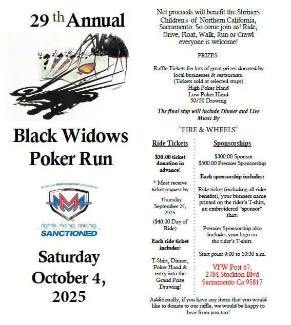 29th Annual Black Widows Poker Run